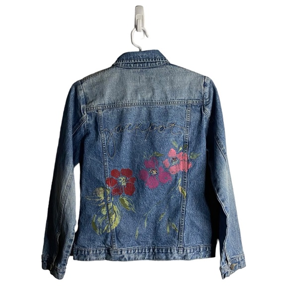 Jackpot by Carli Gry Youth Girls Floral Graphic Print Denim Jacket - Picture 10 of 11